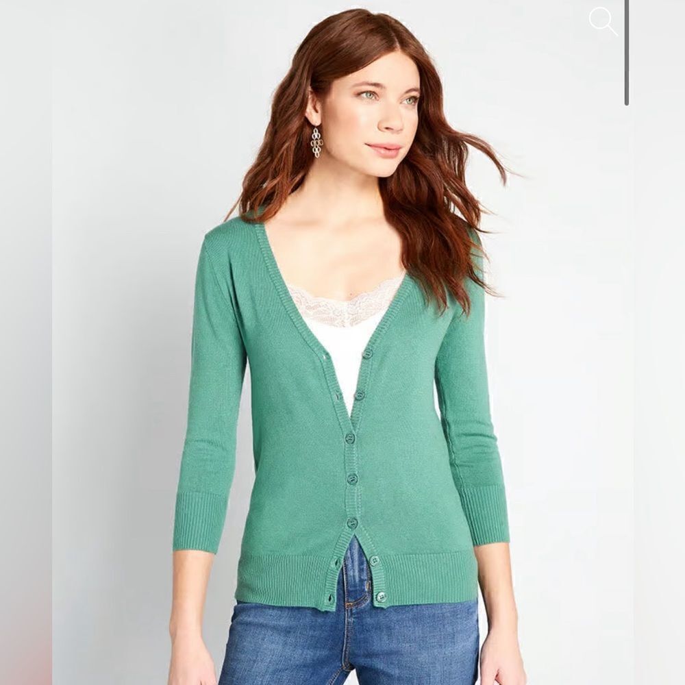 NEW ModCloth charter school cardigan green